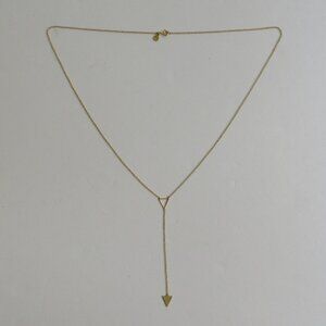 Gorjana Mika Lariat Necklace 18K Gold Plate 26 inch 2 Triangle Charms
